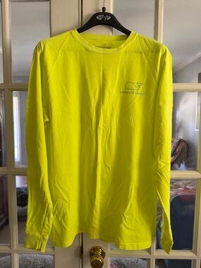 Vineyard Vines Neon Yellow Long Sleeve Tee Large